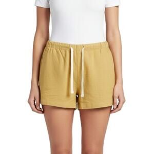 Topshop Linen Blend Casual Shorts Mustard Yellow Drawstring NWT Size 2